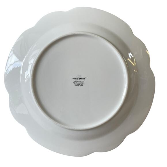 Grace Teaware Christmas Porcelain Salad Plates 8in Set of 4 Holiday Red & White - Picture 13 of 16